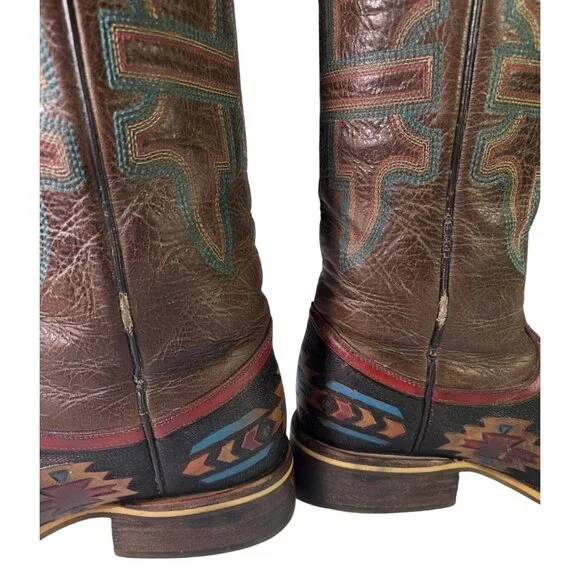 Women's Tin Haul South By SW Cowgirl Boots Wolf Sole Handmade Western Aztec 6.5 - Picture 3 of 7